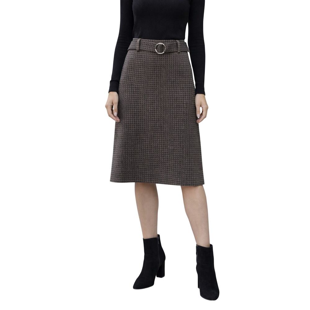 Robert Louis Women’s Stretch Brown & Black Herringbone Skirt Size M